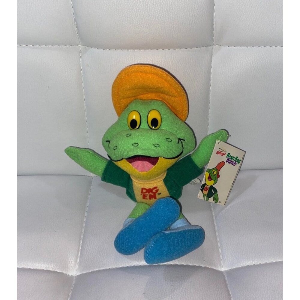 Kellogg’s bean bag Dig EM frog plush vtg original tag